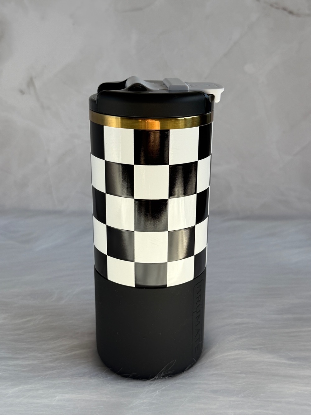 Brumate Strova - Royal Check - Checkerboard Travel Tumbler with Gold Accent